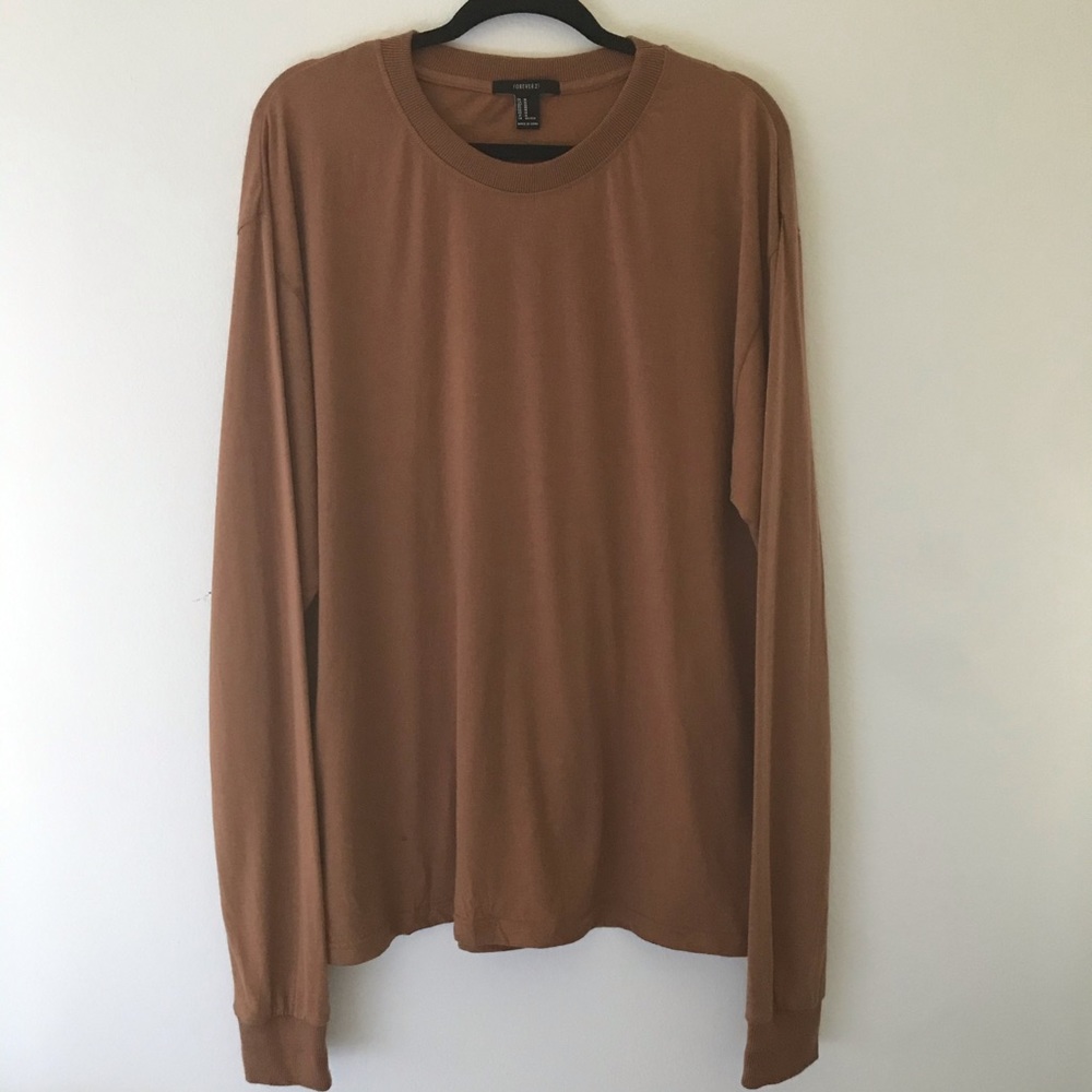 FOREVER21 MENS STREET LONG TEE IN DUST COLOR